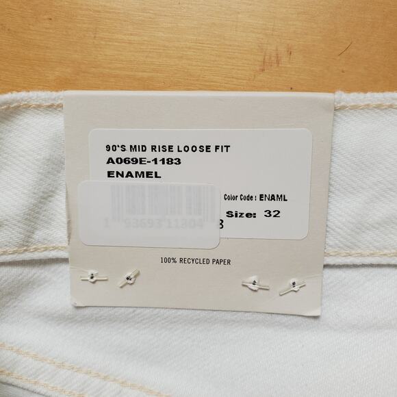 AGOLDE 90's Mid Rise Loose Fit Distressed Straight Jeans Enamel White Size 32 - Picture 9 of 11